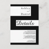 Elegante minimale zwart-wit moderne bruiloft informatiekaartje (Voorkant)