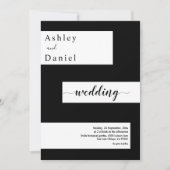 Elegante minimale zwart-wit moderne bruiloft kaart (Voorkant)