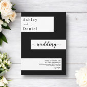 Elegante minimale zwart-wit moderne bruiloft kaart