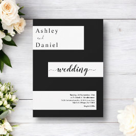 Elegante minimale zwart-wit moderne bruiloft kaart