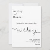 Elegante minimale zwart-wit moderne bruiloft kaart (Voorkant)