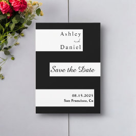 Elegante minimale zwart-wit moderne bruiloft save the date