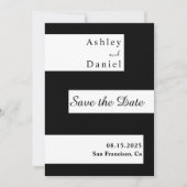 Elegante minimale zwart-wit moderne bruiloft save the date (Voorkant)