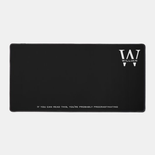 Elegante Minimale Zwart-wit Monogram Naam Bureaumat (Voorkant)