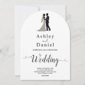 Elegante minimale zwart-wit romantische bruiloft kaart (Voorkant)