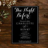 Elegante minimale zwarte bruiloft de avond ervoor kaart