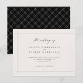 Elegante minimale zwarte en ivoren typografie brui uitnodiging briefkaart (Voorkant / Achterkant)