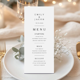 Elegante Minimale Zwarte En Witte Bruiloft Menu