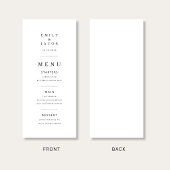 Elegante Minimale Zwarte En Witte Trouwdag Menu
