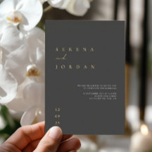 Elegante minimale zwarte folie trouwkaart met foli