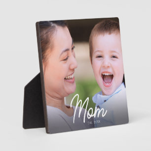 Elegante minimale zwarte scriptfoto 'Moeder Opgeri Fotoplaat