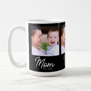 Elegante minimale zwarte scriptfoto voor Moeder Koffiemok