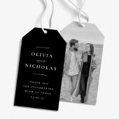 Elegante minimale zwarte trouwfoto cadeaulabel