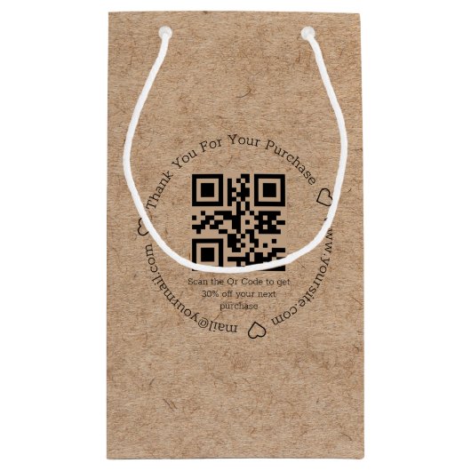 Elegante minimalis dank u zaken QR code Kraft Klein Cadeauzakje (Achterkant)