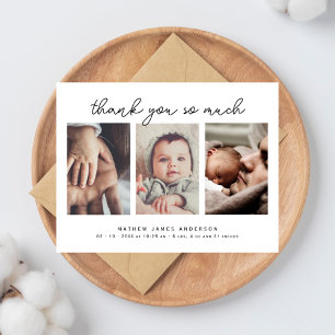Elegante Minimalist 3 Foto's Dank Je Baby Shower Briefkaart
