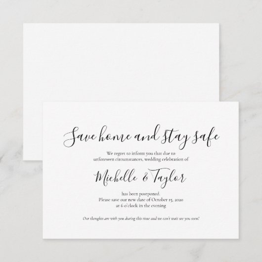 Elegante minimalist Blijf thuis en blijf veilig Ka Notitiekaartje (Voorkant / Achterkant)