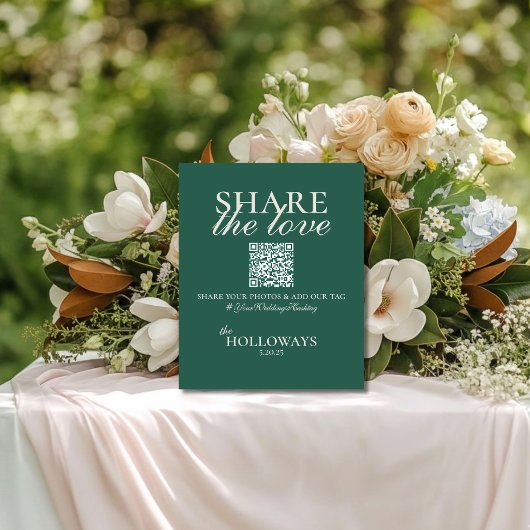 Elegante minimalist Deel de liefde bruiloft hashta Reclamebord Met Voetstuk