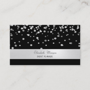 Elegante Minimalist,Gestreept,Zwart,Confetti Visitekaartje