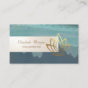 Elegante Minimalist,Gestreepte,Gouden Lotus Visitekaartje