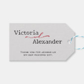 Elegante minimalist met rode accenten bruiloft cadeaulabel (Voorkant (Horizontaal))