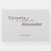 Elegante minimalist met rode accenten bruiloft gastenboek (Voorkant)