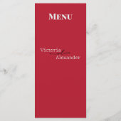 Elegante minimalist met rode accenten bruiloft menu (Achterkant)