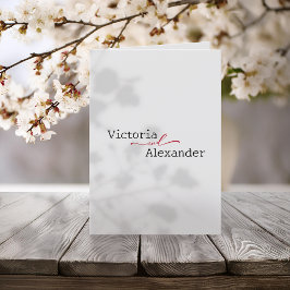 Elegante minimalist met rode accenten bruiloft programma