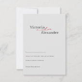 Elegante minimalist met rode accenten bruiloft RSVP kaartje (Voorkant)