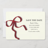 Elegante minimalist met rode boog - Eenvoudige kla Save The Date (Voorkant)