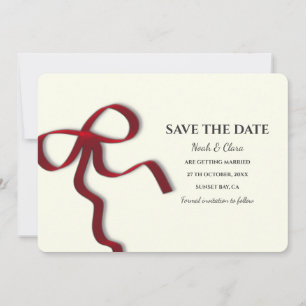 Elegante minimalist met rode boog - Eenvoudige kla Save The Date