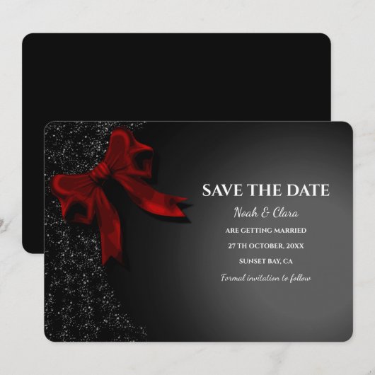 Elegante minimalist met rode boog - Eenvoudige kla Save The Date (Voorkant / Achterkant)