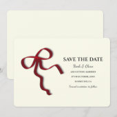 Elegante minimalist met rode boog - Eenvoudige kla Save The Date (Voorkant / Achterkant)