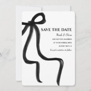 Elegante minimalist met zwarte boog Eenvoudige kla Save The Date