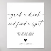 Elegante minimalist Pak een Drink Trouwbord Templ Poster (Voorkant)