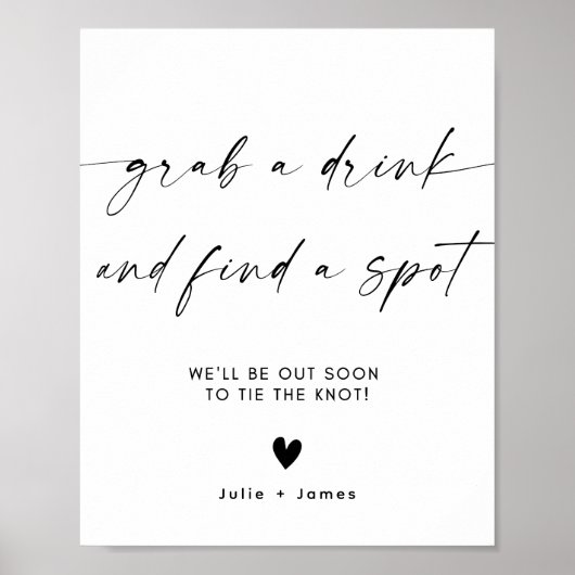 Elegante minimalist Pak een Drink Trouwbord Templ Poster (Voorkant)