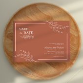 Elegante minimalist Save the Date Teracota bruilof Kaart