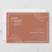 Elegante minimalist Save the Date Teracota bruilof Kaart (Voorkant)