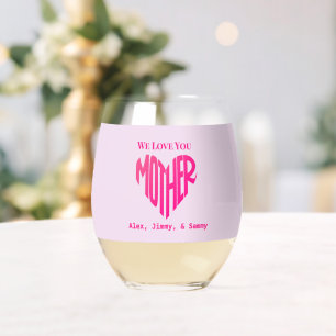 Elegante minimalist We houden van je moeder aangep Wijnglas Zonder Voet