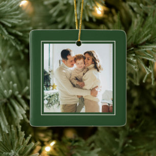 Elegante Minimalistische 1 Foto Kerstmis Keramisch Ornament