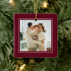 Elegante Minimalistische 1 Foto Kerstmis Keramisch Ornament