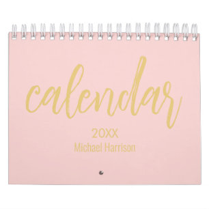 Elegante Minimalistische 2026 Agenda – Blush & Gou Kalender
