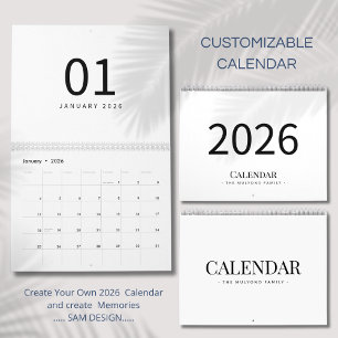 Elegante Minimalistische 2026 Agenda Kalender