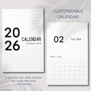Elegante Minimalistische 2026 Agenda Kalender