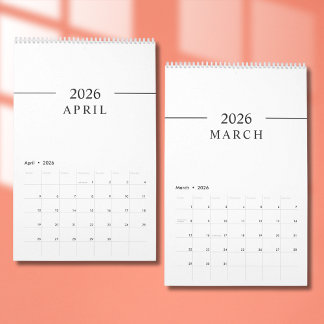 Elegante Minimalistische 2026 Agenda Kalender