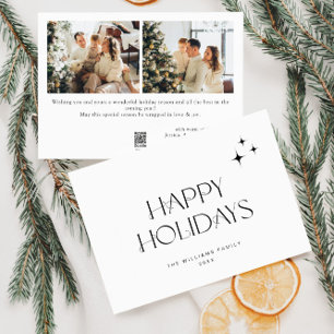 Elegante minimalistische 3 foto Kerstmis groet Feestdagenkaart