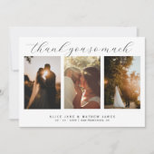 Elegante minimalistische 3 foto's Bedankt bruiloft (Voorkant)
