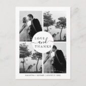 Elegante minimalistische 4 foto bruiloft dank u briefkaart (Voorkant)