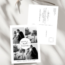 Elegante Minimalistische 4 Foto Huwelijks Dankjewe Briefkaart