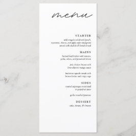 Elegante minimalistische 4 gangen diner bruiloft m menu