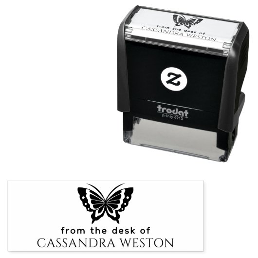 Elegante minimalistische #4 Vlinder "Bureau van" N Zelfinktende Stempel (In situ)